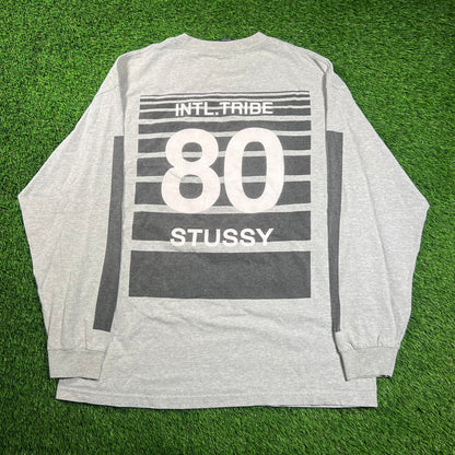 Y2K Stussy "Double S" Logo Grey Longsleeve Size XL x16476
