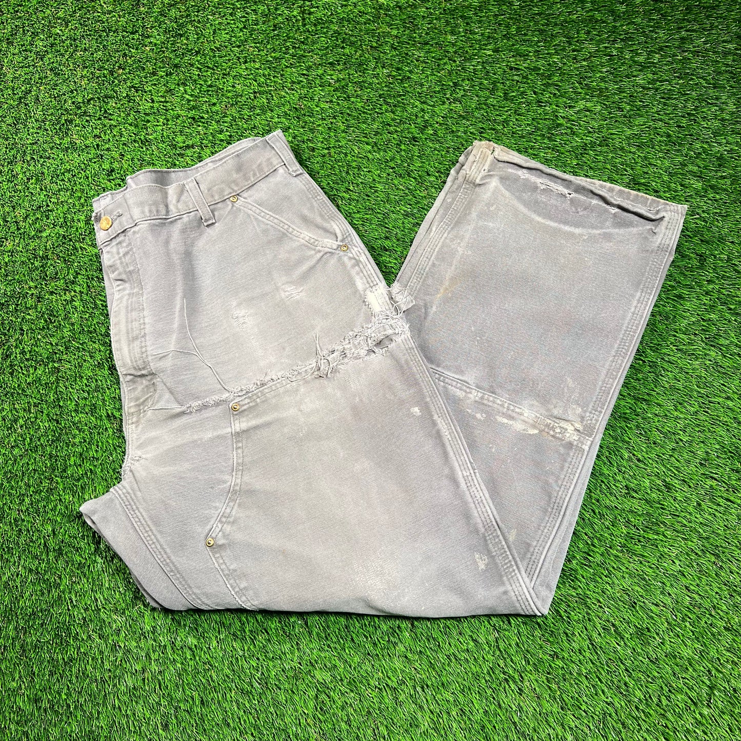 Carhartt Grey Double Knee Carpenter Pants Size 38x29 USED v18419