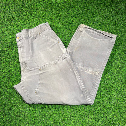 Carhartt Grey Double Knee Carpenter Pants Size 38x29 USED v18419