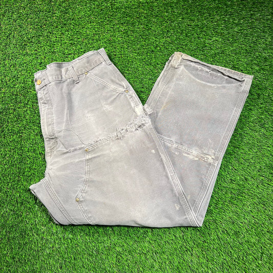 Carhartt Grey Double Knee Carpenter Pants Size 38x29 USED v18419