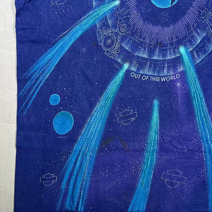 1995 Harley Davidson Out of This World Galaxy Purple AOP Tee Size XL USED v20049