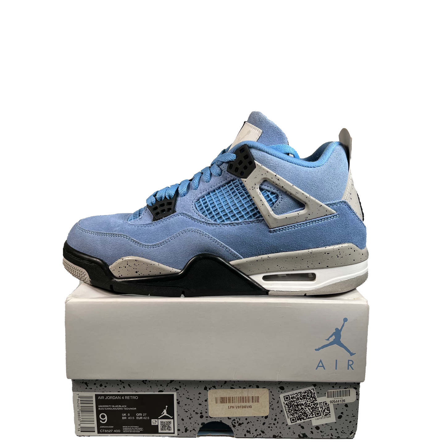 Jordan 4 University Blue (2021) Size 9 USED s22372