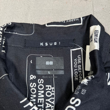 Ksubi Black AOP Camp Button Down Size Large NEW x17664