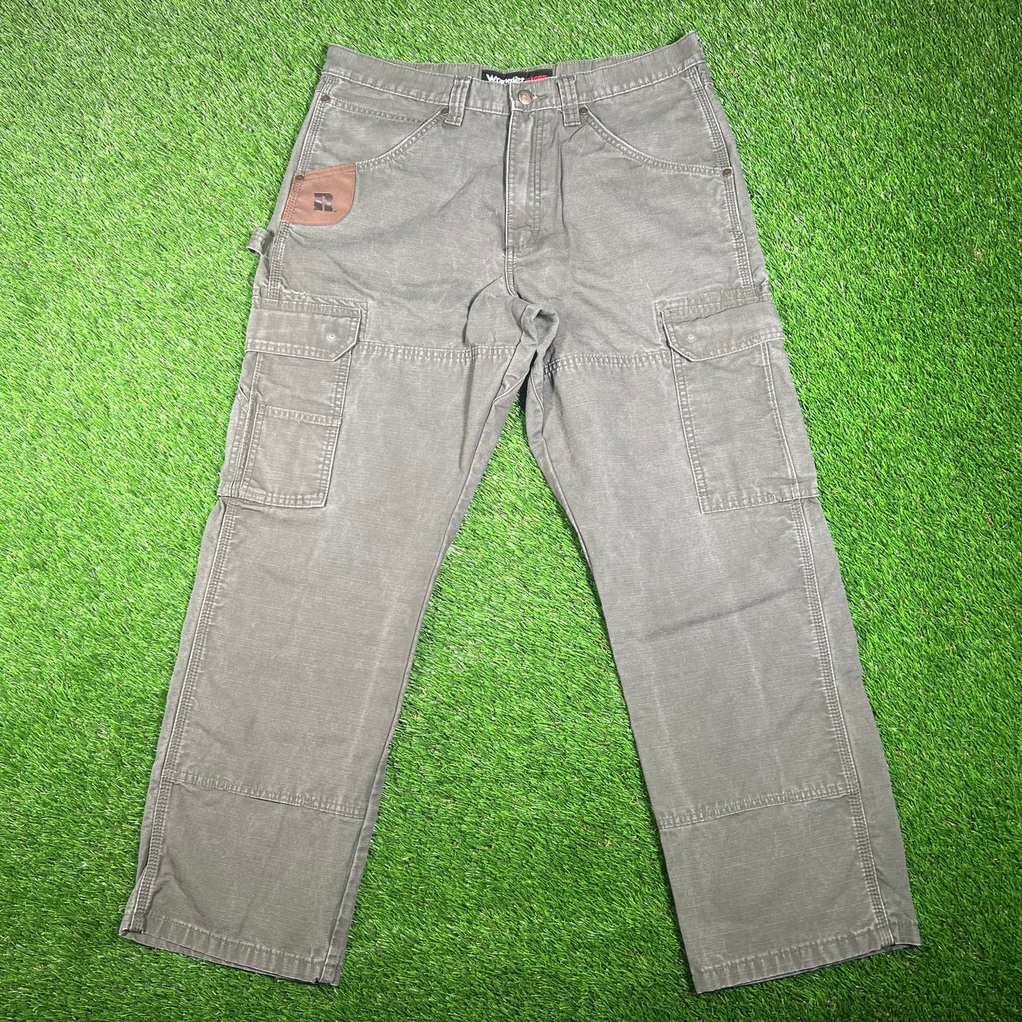 Wranglers Riggs Work Wear Dark Green Cargo Pants Size 34 USED v17690