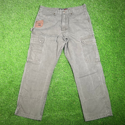 Wranglers Riggs Work Wear Dark Green Cargo Pants Size 34 USED v17690