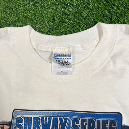 2000 Yankees Mets Subways Series White Tee Size XL USED v18122