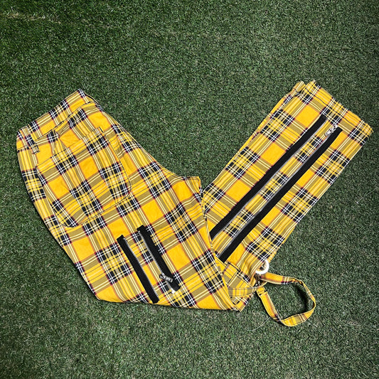 Tripp NYC Yellow Plaid Strap Pants Size 36 NEW x13852