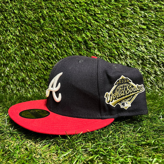 World Series New Era Atlanta Braves '95 Patch Navy Hat Size 8 USED v16156