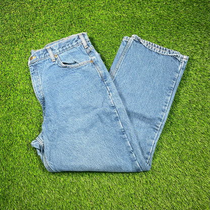 Y2K Carhartt Flannel Lined Blue Jeans Size 38x30 USED v18689
