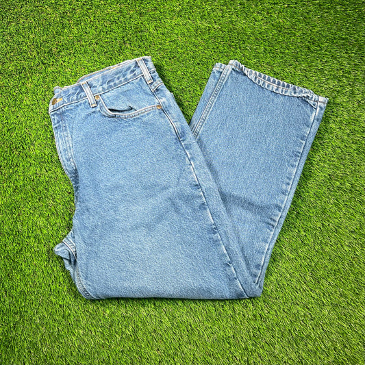 Y2K Carhartt Flannel Lined Blue Jeans Size 38x30 USED v18689