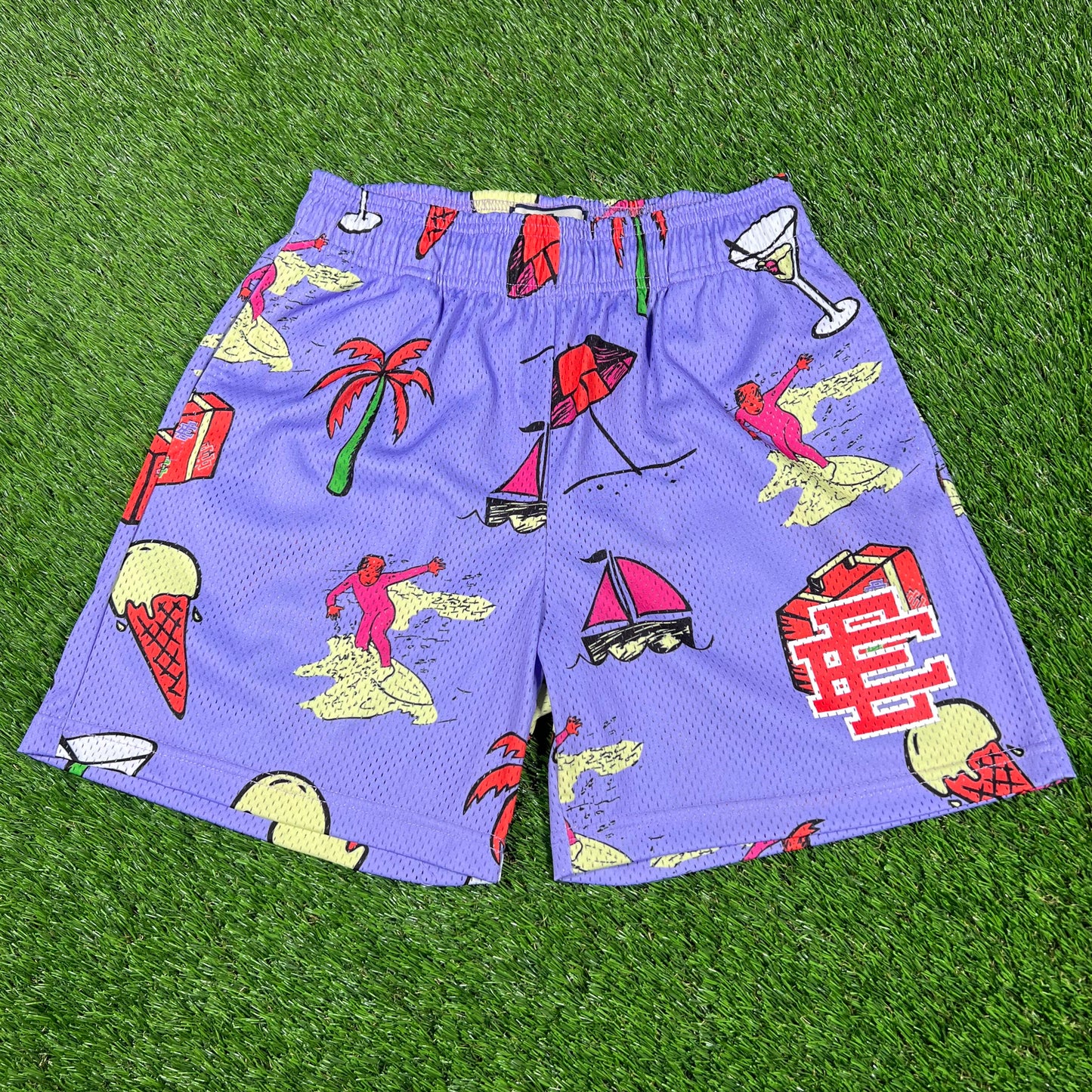 Eric Emanuel Surf Purple Shorts Size Small USED x14787