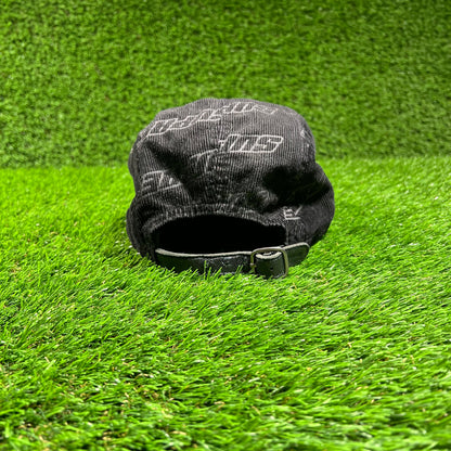 Supreme Debossed Corduroy Repeat Black Camp Hat USED x16273