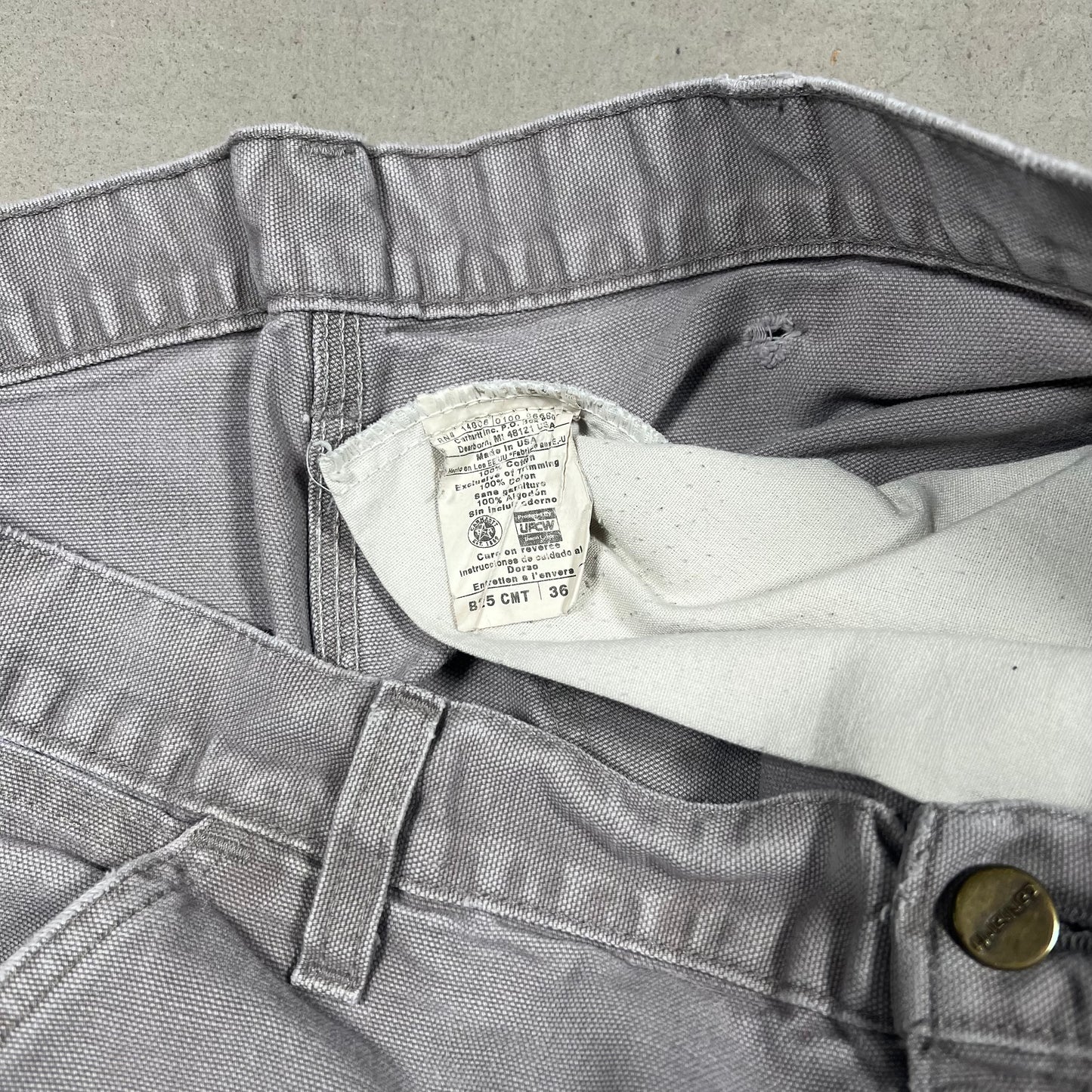Y2K Carhartt Grey Carpenter Shorts Size 36 USED v19279