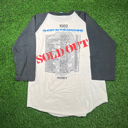 1982 The Police "Ghost in The Machine" Tour Raglan White Longsleeve Size Large USED v18664