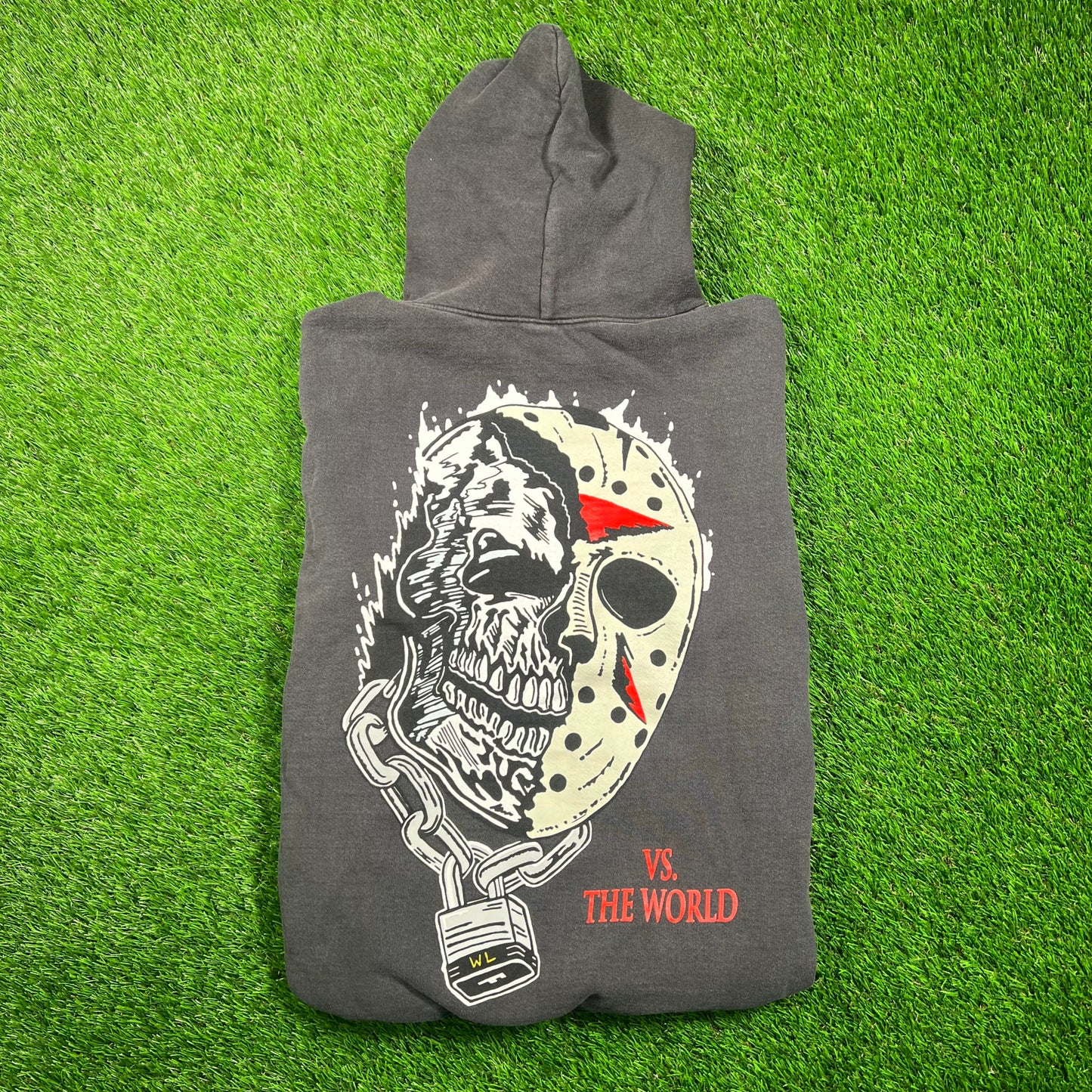 Warren Lotas Washed Black "Vs The World" Hoodie Size Small USED x16767