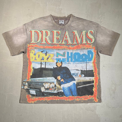 Vale Boyz n The Hood Rhinestone Washed Brown Tee Size Medium NEW x17610