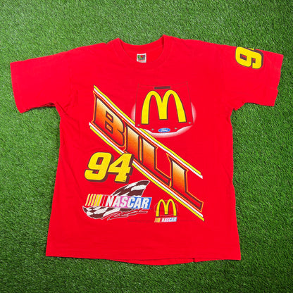 1997 Bill Elliott McDonalds Red Racing Nascar Tee Size XL USED v17927