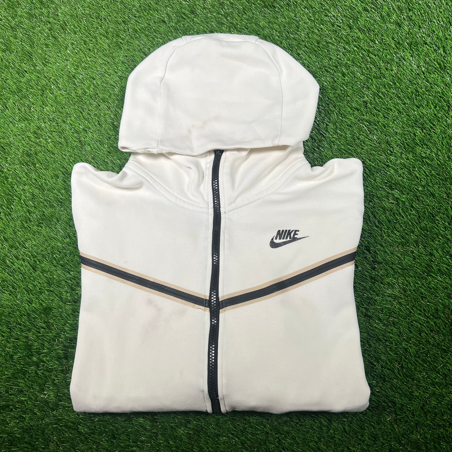 Nike White Tech Fleece Zip Up Hoodie Size Medium USED v17555