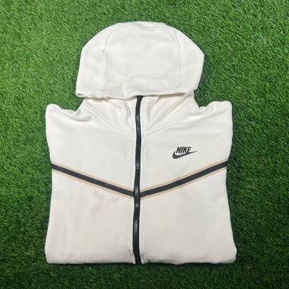 Nike White Tech Fleece Zip Up Hoodie Size Medium USED v17555