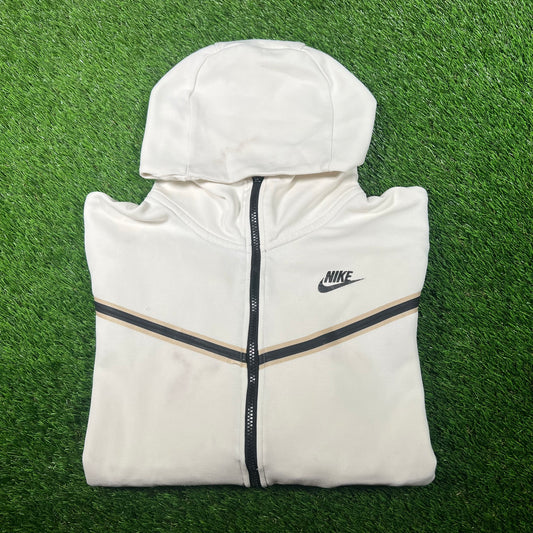 Nike White Tech Fleece Zip Up Hoodie Size Medium USED v17555