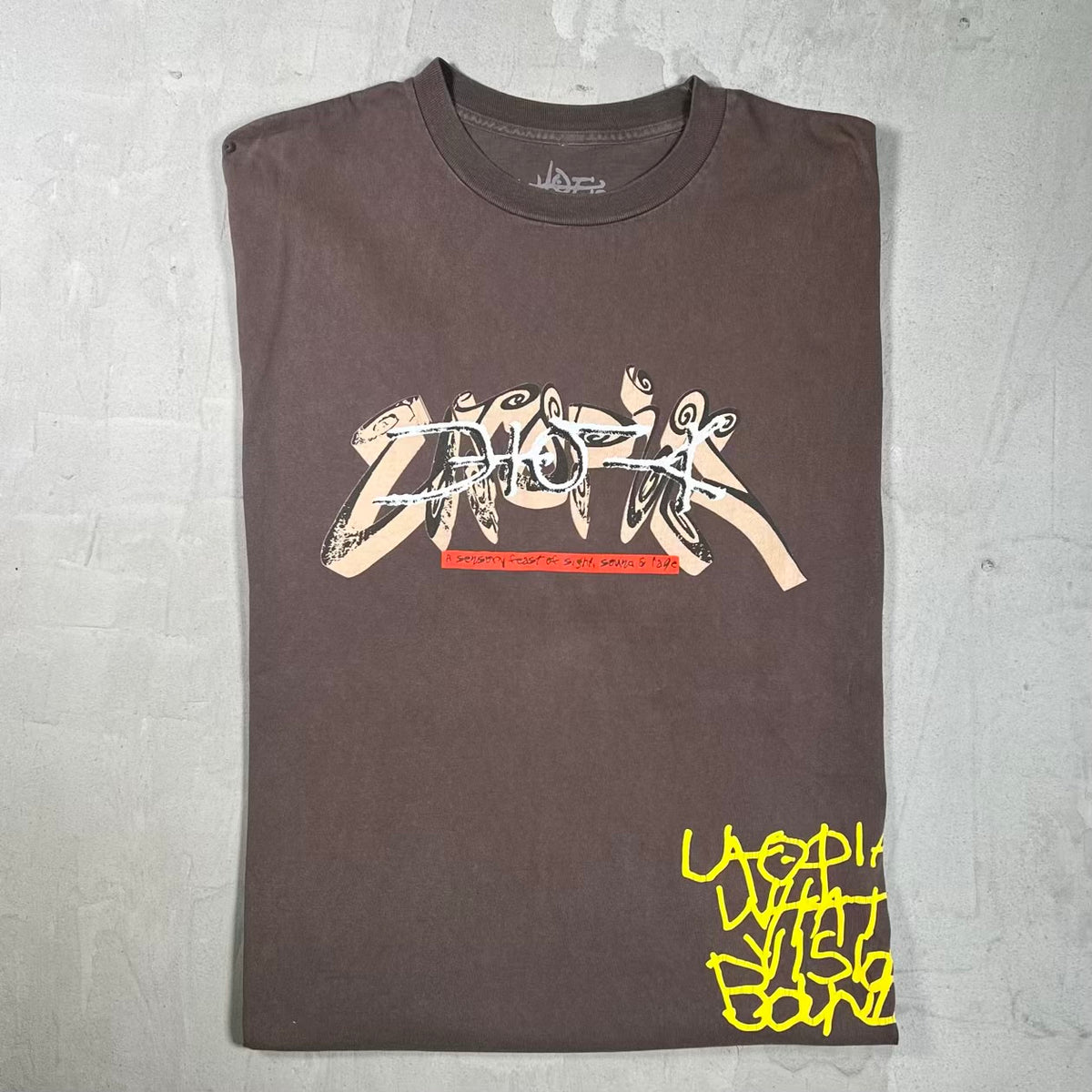 Travis Scott Utopia Feast of Sight Brown Tee Size XXL USED x18454
