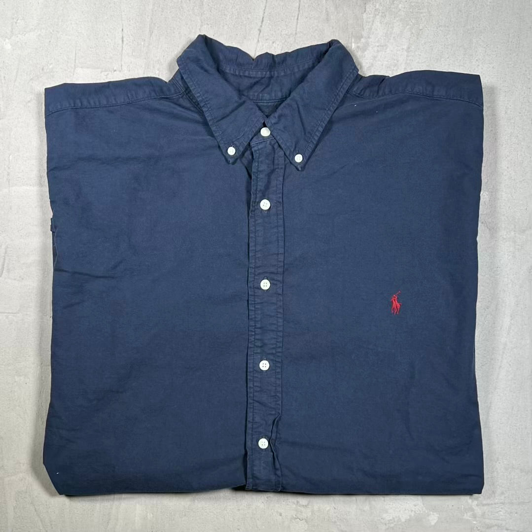 Polo Ralph Lauren Basic Navy Blue Button Up Polo Tee Size XXL USED v20253