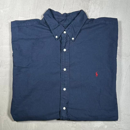 Polo Ralph Lauren Basic Navy Blue Button Up Polo Tee Size XXL USED v20253