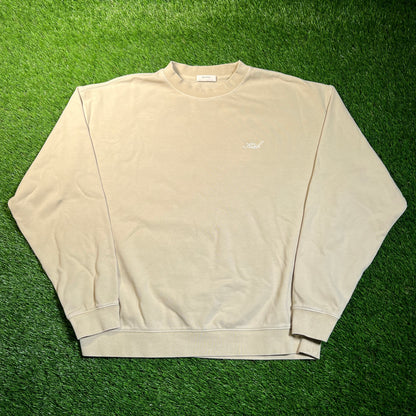Kith Script Logo Luxe Beige Longsleeve Size Medium USED x16861