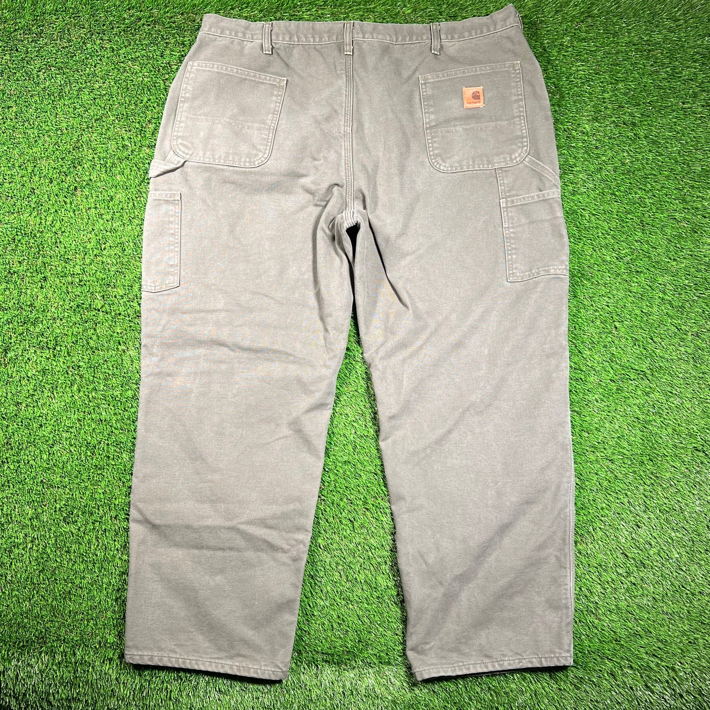 Y2K Carhartt Workwear Flannel Lined Green Pants Size 44x30 USED v18594
