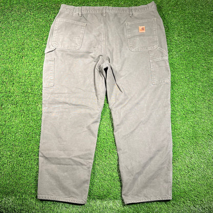 Y2K Carhartt Workwear Flannel Lined Green Pants Size 44x30 USED v18594