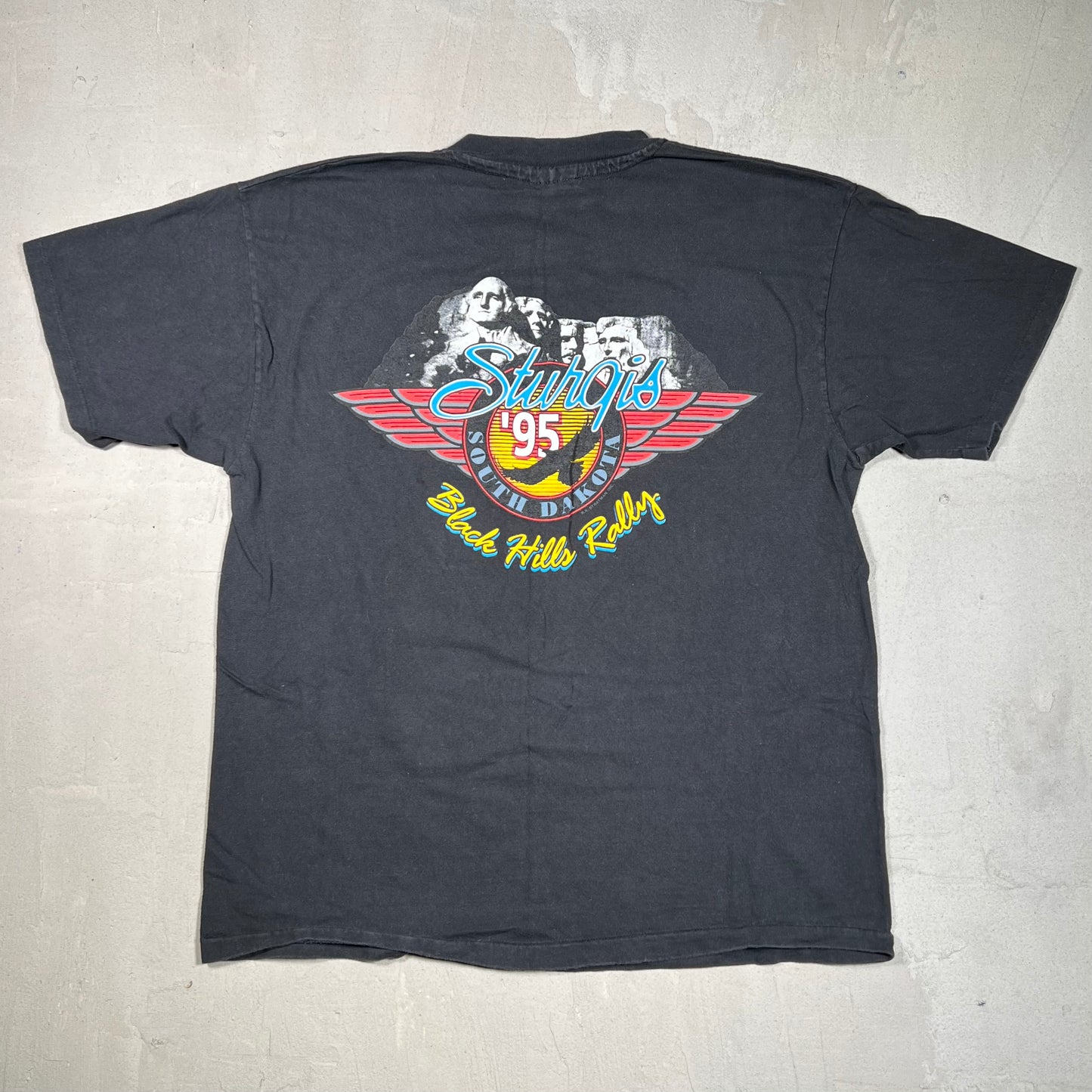 1995 Harley Davidson Sturgis Black Jills Rally Black Tee Size Large USED v19228