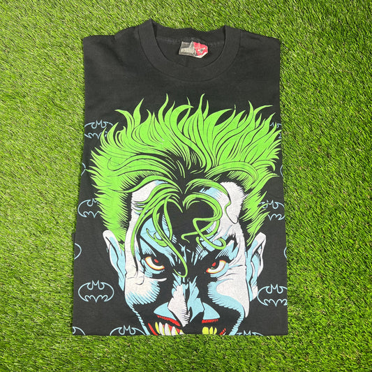 1990s Joker Big Face Black Tee Size Medium USED v16635