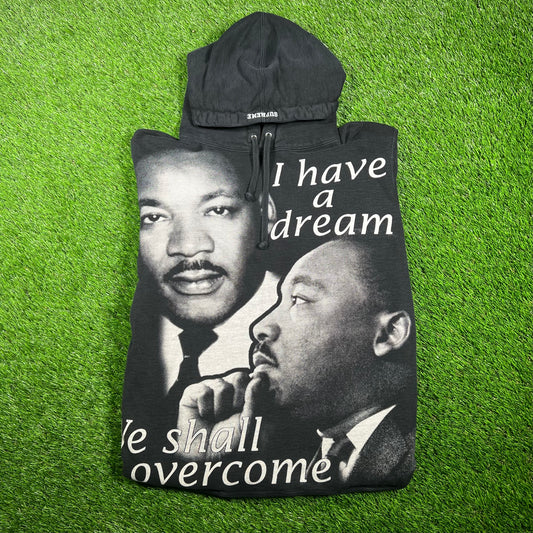 2018 Supreme MLK Black AOP Hoodie Size Medium USED x15219