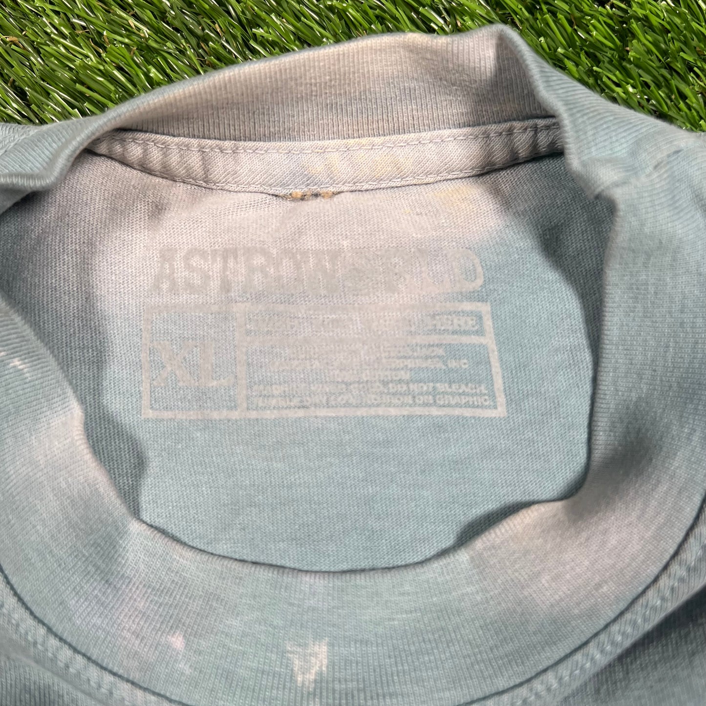 Travis Scott Astro World NY Liberty Teal Tee Size XL USED x14532