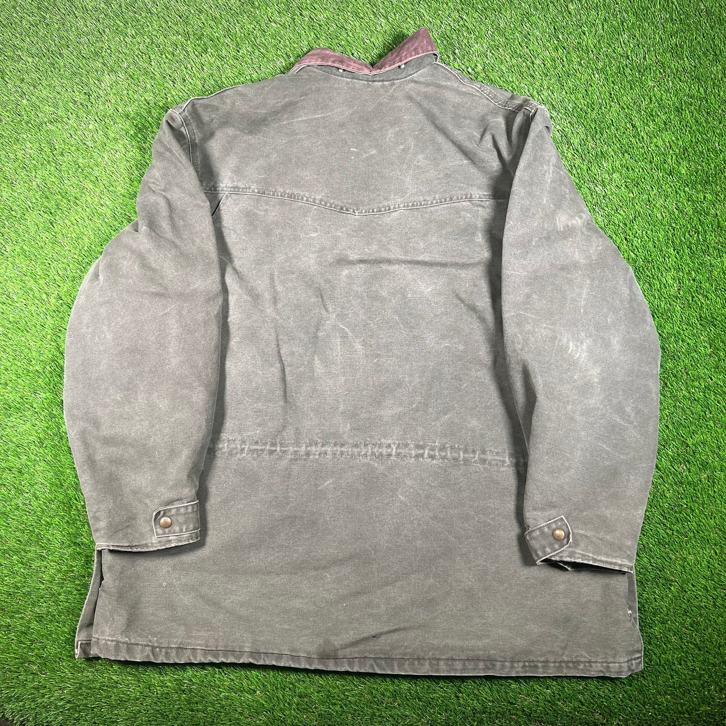 1990s Carhartt Olive Green Field Coat Size XXL USED v17658