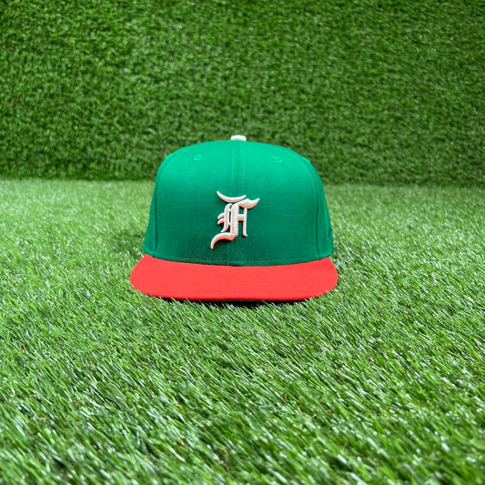 Fear of God FOG Essentials Green/Orange Fitted Hat Size 7 1/2 USED x15190