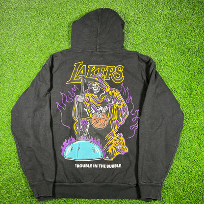 Warren Lotas Lakers Trouble in The Bubble Black Hoodie Size Large USED x14753