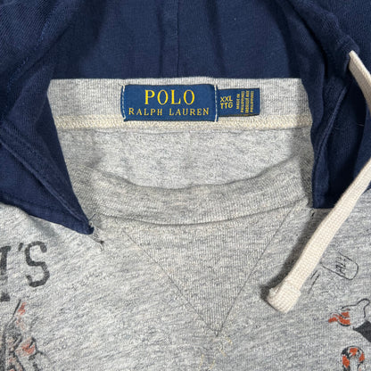Polo Ralph Lauren Sketching Light Grey Hoodie Size XXL USED v18943