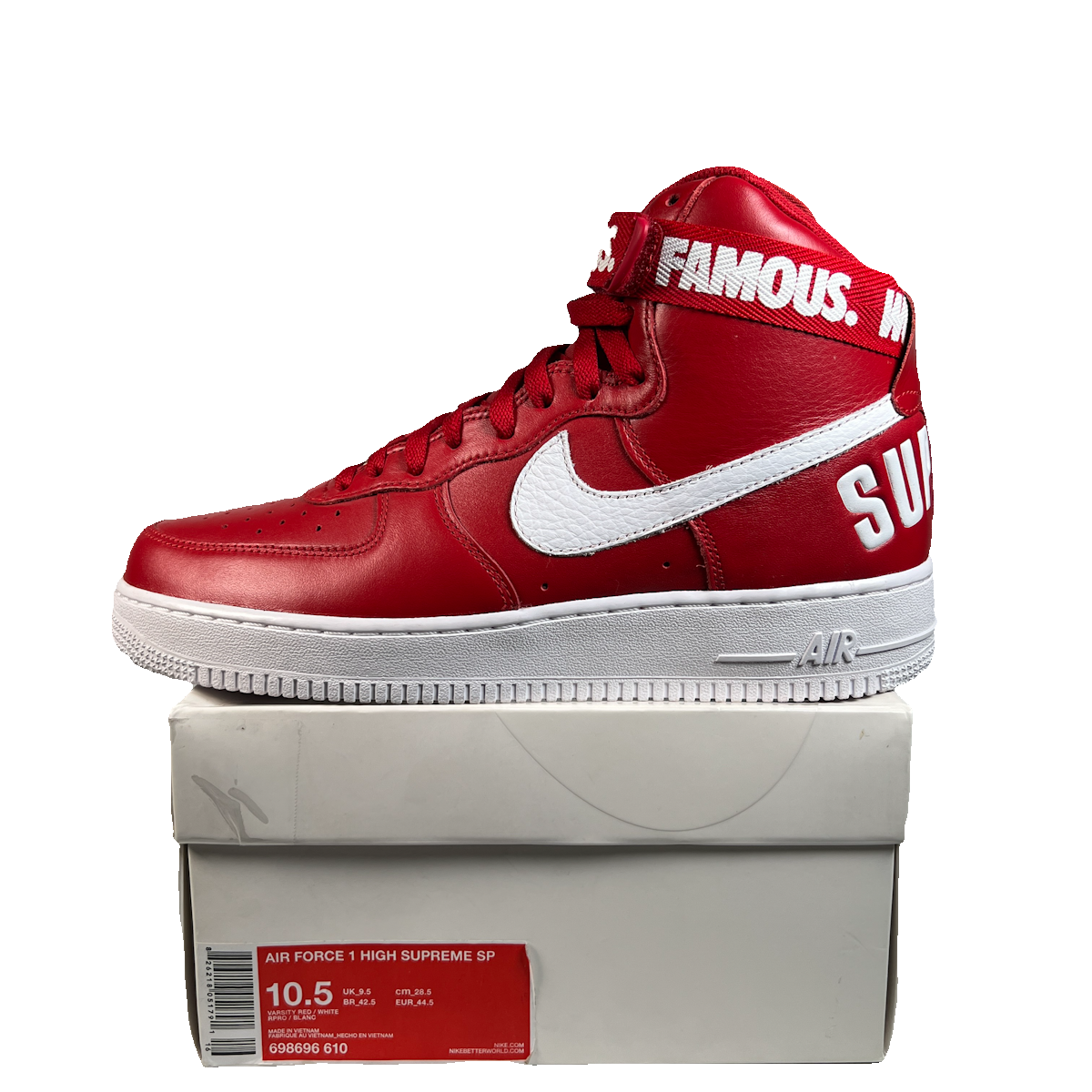 Nike Air Force One High Supreme Wolrd Famous Red (2014) Size 10.5 NEW s22667
