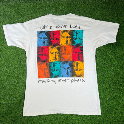 1990s White John Lennon Art Tee Size Large USED v16589
