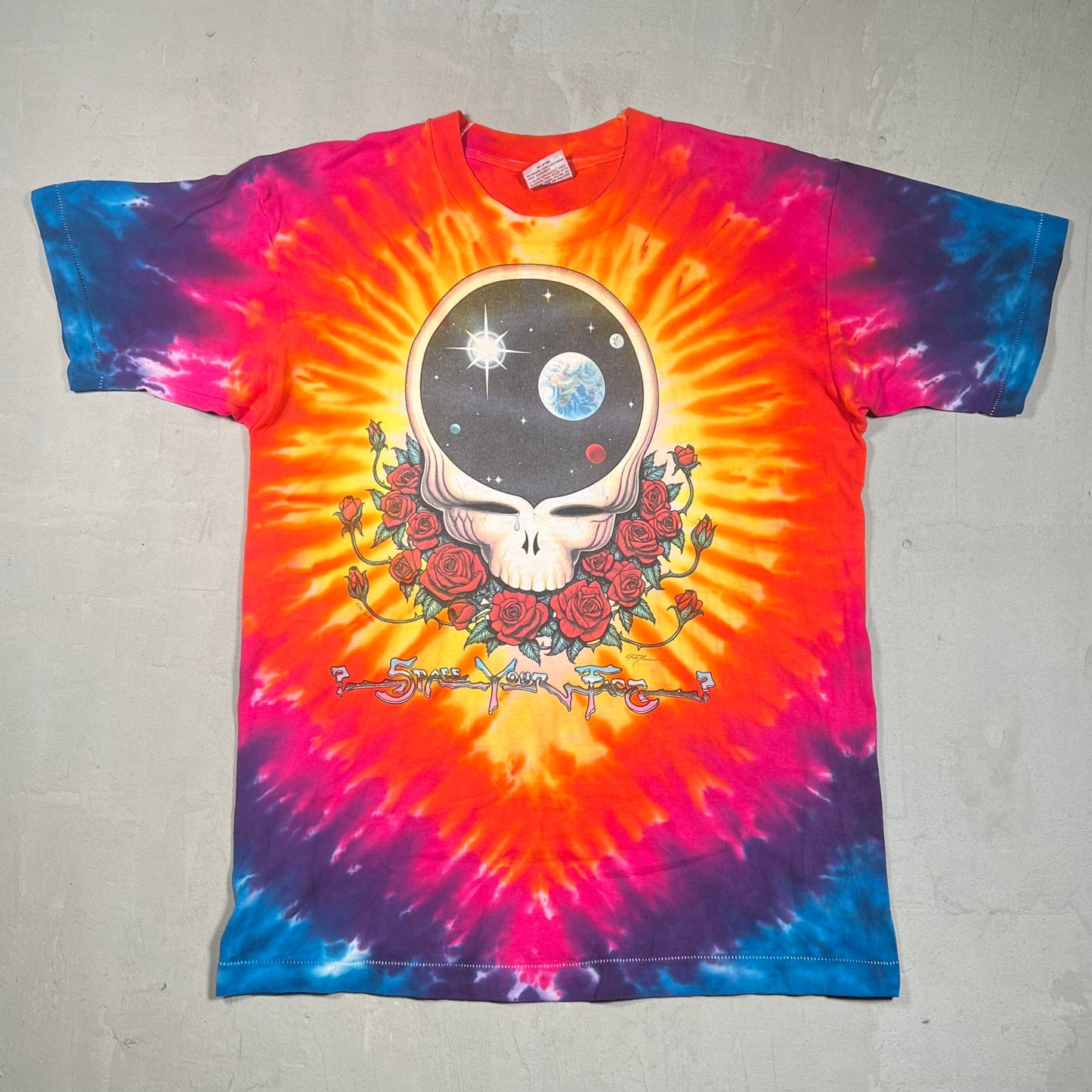 1992 Grateful Dead Space Your Face Tie Dye Tour Tee Size Large USED v16555