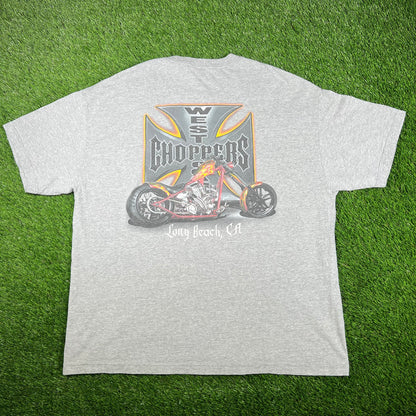Y2K West Coast Choppers "Long Beach" Grey Tee Size XXL USED v16935