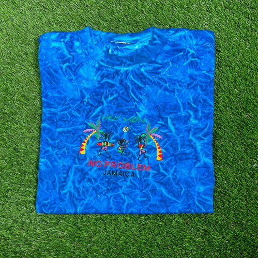 1990s Jamaica Water Pattern Tee Size XL USED v17539