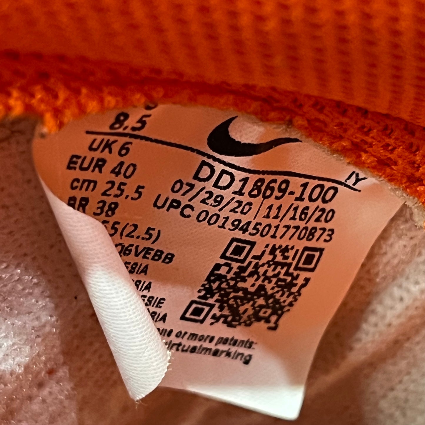 Nike Dunk Syracuse (2021) Size 8.5W/7M s19075