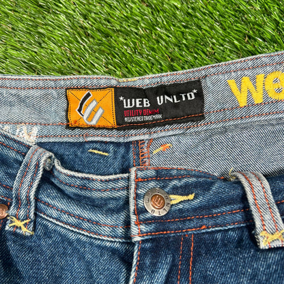 Web Unltd Patchwork Jeans Size 34x34 USED x14841