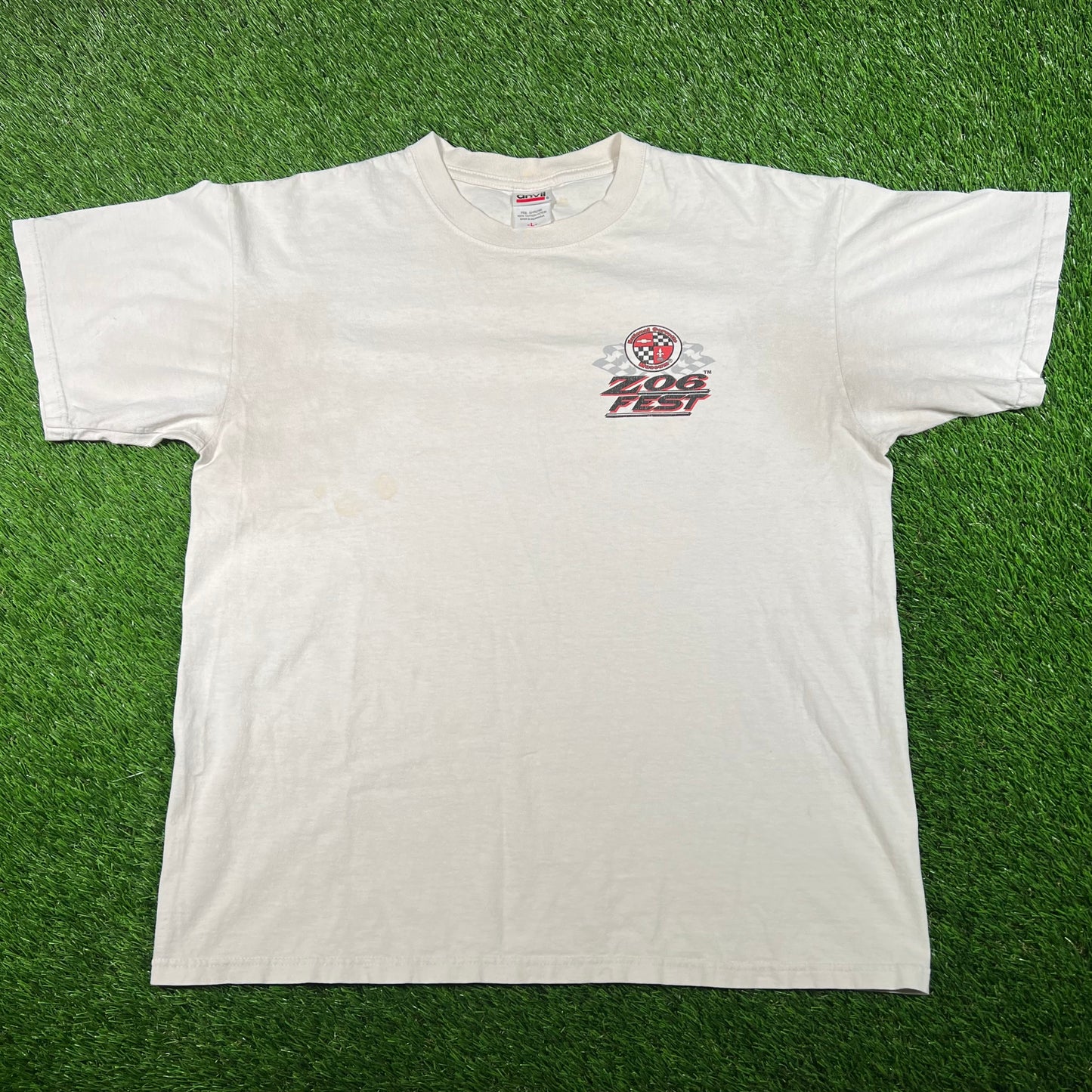 2009 Z06 Fest Racing Car White Tee Size Large USED v17887