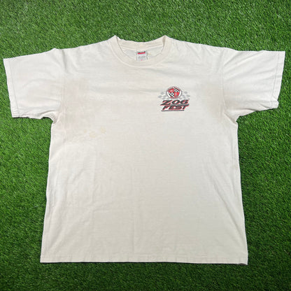 2009 Z06 Fest Racing Car White Tee Size Large USED v17887