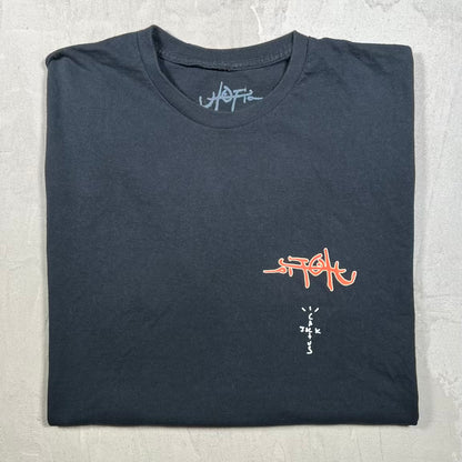 Travis Scott Circus Macimus Written Black Tee Size Large USED x18737