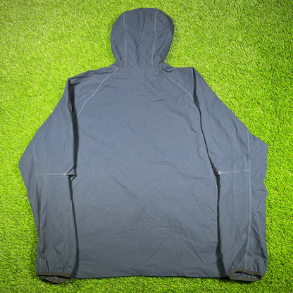 Nike Navy Nylon Windbreaker Hoodie Size Large USED v16990