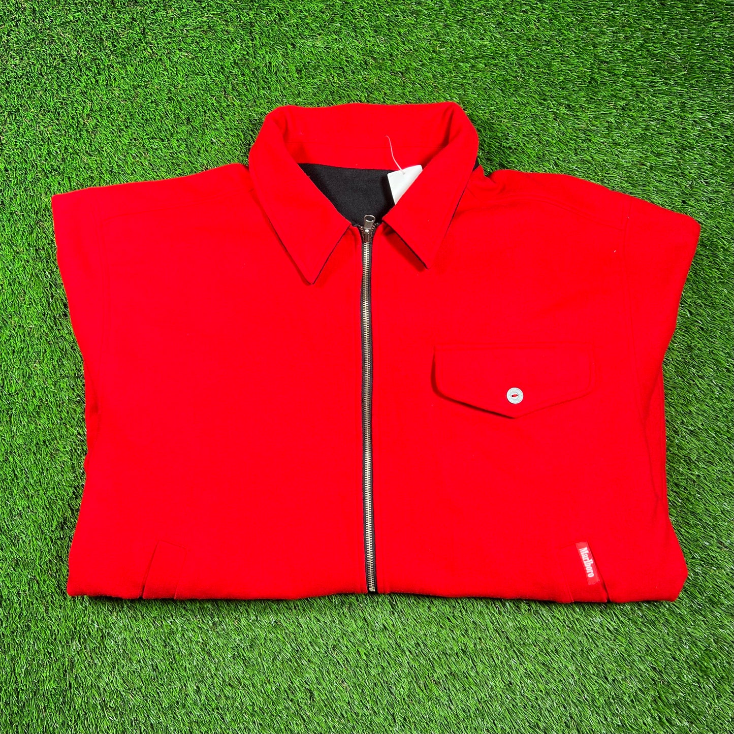 1990s Marlboro Reversible Red/Black Wool Jacket Size Large USED v18571